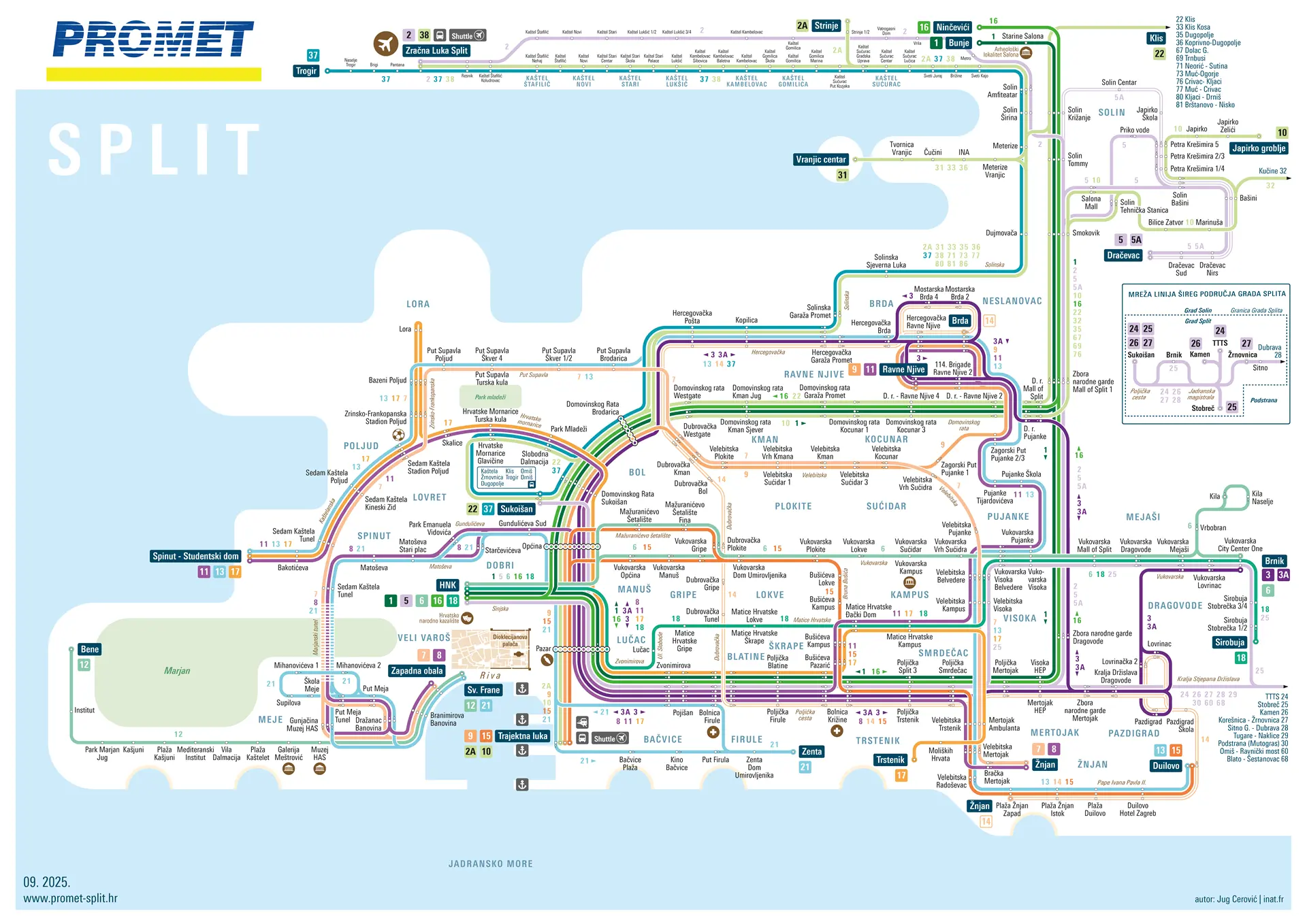 Promet Split bus network map